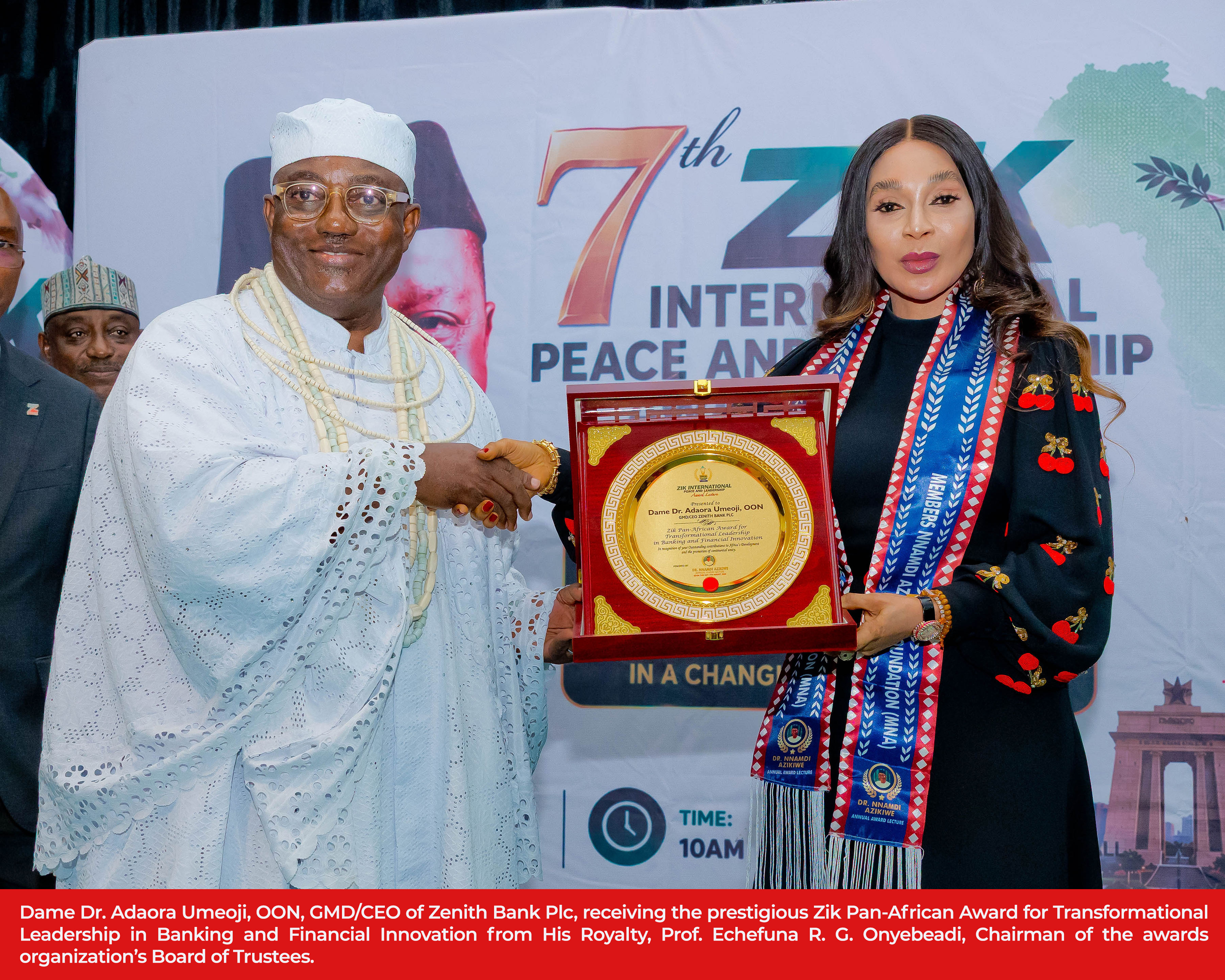 Zenith Bank’s Group CEO, Adaora Umeoji receives ‘Zik Pan-African Leadership Award’